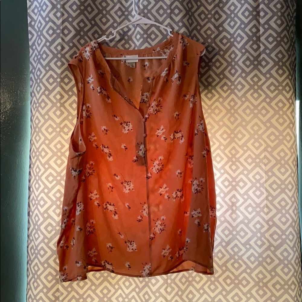 Ava & Viv Peach Floral Tank Top